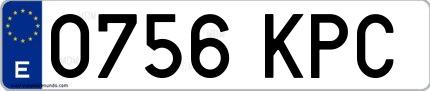 Ejemplo de matrícula española 0756 KPC