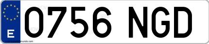 Ejemplo de matrícula española 0756 NGD