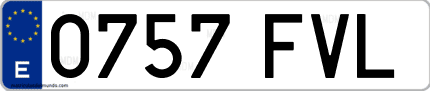 Ejemplo de matrícula de coche ordinaria 0757 FVL