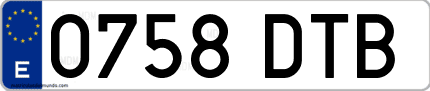 Ejemplo de matrícula de coche ordinaria 0758 DTB