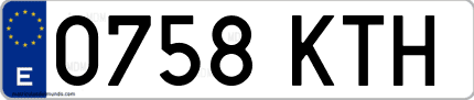Ejemplo de matrícula de coche ordinaria 0758 KTH