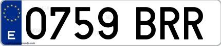 Ejemplo de matrícula española 0759 BRR
