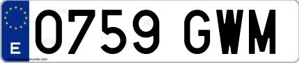 Ejemplo de matrícula española 0759 GWM