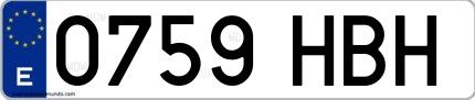 Ejemplo de matrícula española 0759 HBH