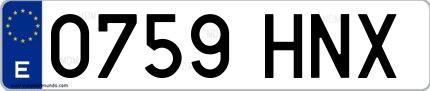 Ejemplo de matrícula española 0759 HNX