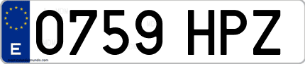 Ejemplo de matrícula de coche ordinaria 0759 HPZ