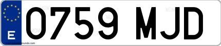 Ejemplo de matrícula española 0759 MJD