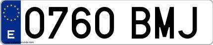 Ejemplo de matrícula española 0760 BMJ