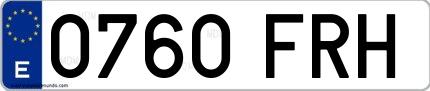 Ejemplo de matrícula española 0760 FRH