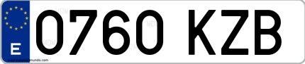 Ejemplo de matrícula española 0760 KZB