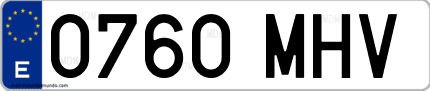 Ejemplo de matrícula de coche ordinaria 0760 MHV