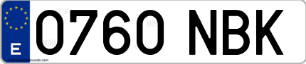Ejemplo de matrícula de coche ordinaria 0760 NBK