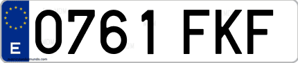 Ejemplo de matrícula de coche ordinaria 0761 FKF
