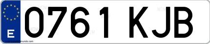 Ejemplo de matrícula española 0761 KJB
