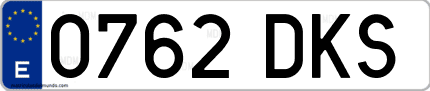 Ejemplo de matrícula de coche ordinaria 0762 DKS