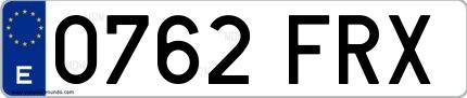 Ejemplo de matrícula española 0762 FRX