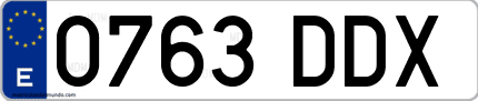 Ejemplo de matrícula de coche ordinaria 0763 DDX
