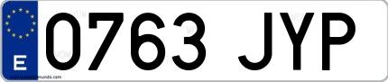 Ejemplo de matrícula española 0763 JYP
