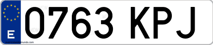 Ejemplo de matrícula de coche ordinaria 0763 KPJ