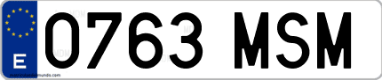 Ejemplo de matrícula de coche ordinaria 0763 MSM