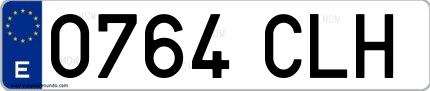 Ejemplo de matrícula española 0764 CLH