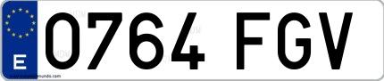 Ejemplo de matrícula española 0764 FGV