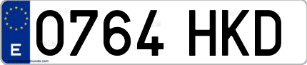 Ejemplo de matrícula de coche ordinaria 0764 HKD