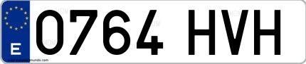Ejemplo de matrícula española 0764 HVH