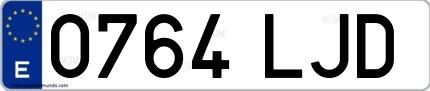 Ejemplo de matrícula española 0764 LJD
