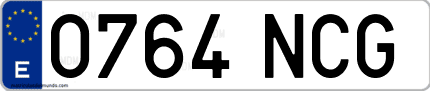 Ejemplo de matrícula de coche ordinaria 0764 NCG