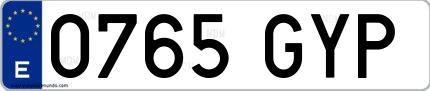 Ejemplo de matrícula española 0765 GYP