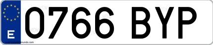 Ejemplo de matrícula española 0766 BYP