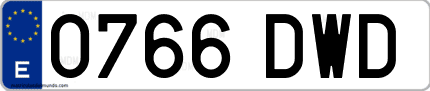 Ejemplo de matrícula de coche ordinaria 0766 DWD