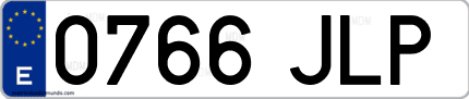 Ejemplo de matrícula de coche ordinaria 0766 JLP