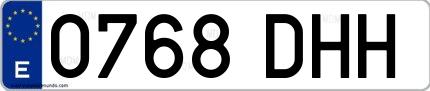 Ejemplo de matrícula española 0768 DHH