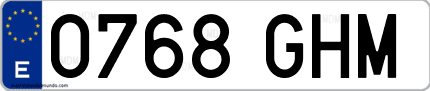 Ejemplo de matrícula de coche ordinaria 0768 GHM