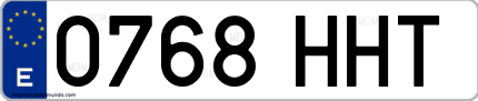 Ejemplo de matrícula de coche ordinaria 0768 HHT