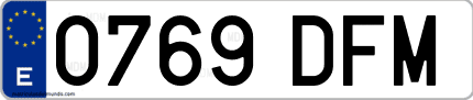 Ejemplo de matrícula de coche ordinaria 0769 DFM