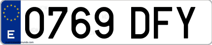 Ejemplo de matrícula de coche ordinaria 0769 DFY