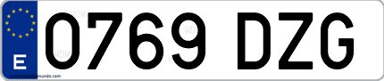 Ejemplo de matrícula de coche ordinaria 0769 DZG