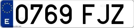 Ejemplo de matrícula española 0769 FJZ