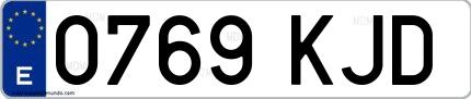 Ejemplo de matrícula española 0769 KJD
