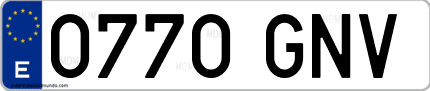 Ejemplo de matrícula de coche ordinaria 0770 GNV