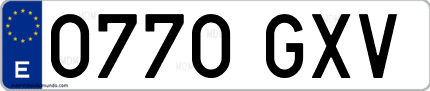 Ejemplo de matrícula de coche ordinaria 0770 GXV