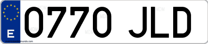 Ejemplo de matrícula de coche ordinaria 0770 JLD