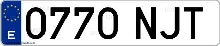 Ejemplo de matrícula española 0770 NJT