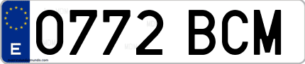 Ejemplo de matrícula de coche ordinaria 0772 BCM
