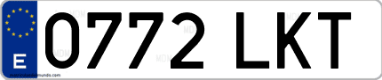 Ejemplo de matrícula de coche ordinaria 0772 LKT