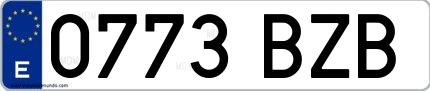 Ejemplo de matrícula española 0773 BZB