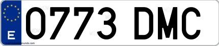 Ejemplo de matrícula española 0773 DMC